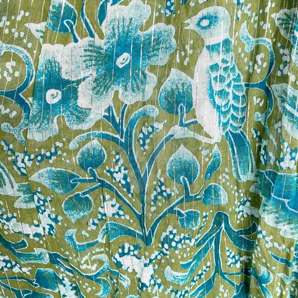 Anthropologie Cut Out Green Floral Maxi Dress Cover up Beachy Resort Wear Boho S - Picture 4 of 8